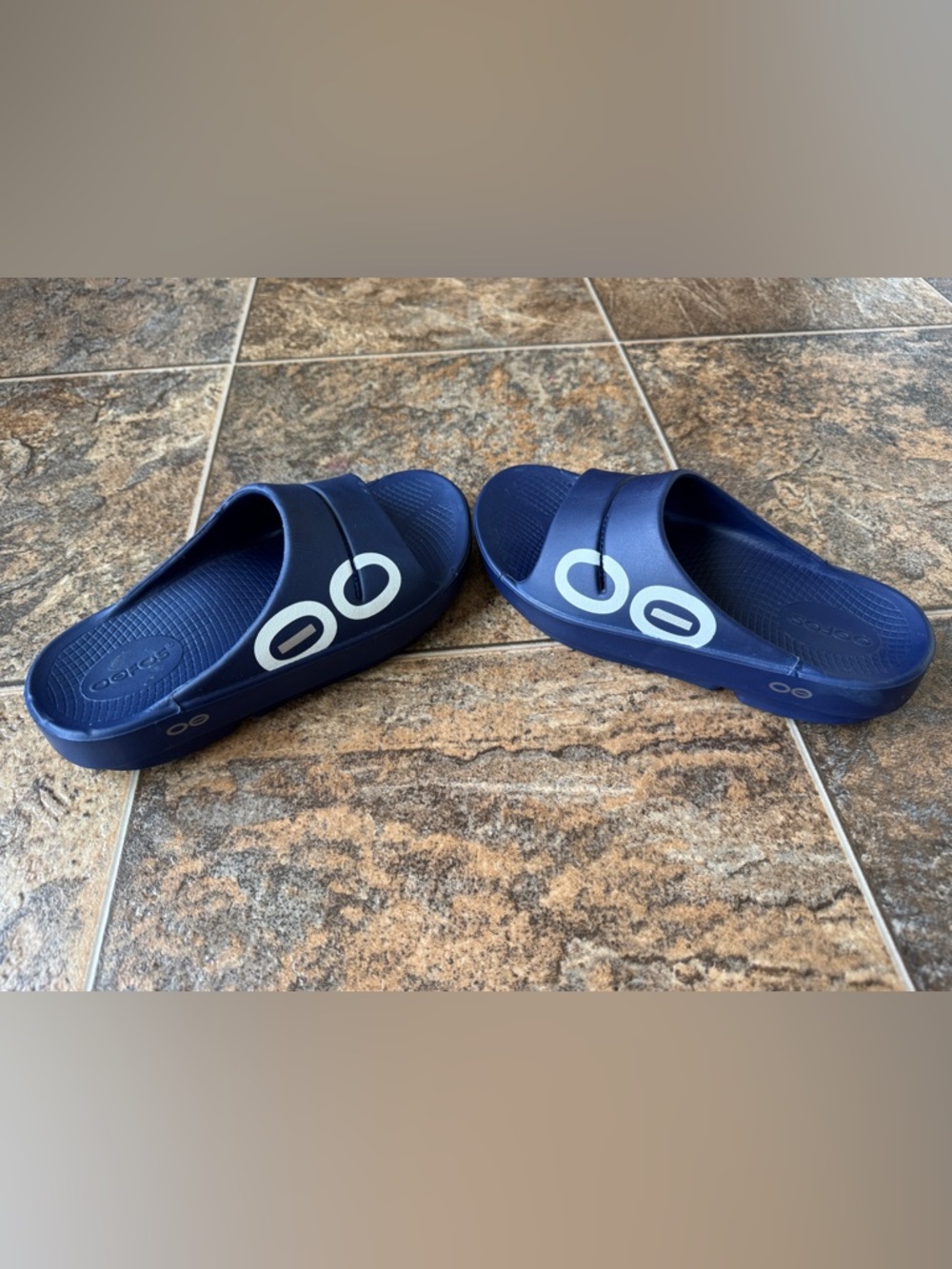 OOFOS OOahh Slip On Lightweight Sport Slide- Blue, Men’s Size 3, Women’s Size 5